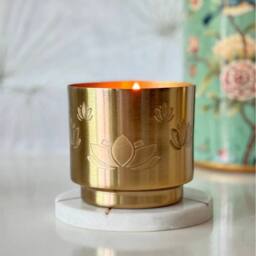 Candle Up Lotus Glow Metal Candle in Gold - thumbnail 3