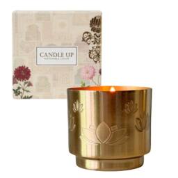 Candle Up Lotus Glow Metal Candle in Gold