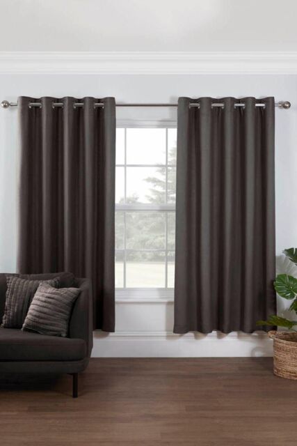 Lazy Linen Pure Washed Linen Lined Eyelet Curtains in Charcoal - Size: 167 cm width x 183 cm drop - image 1