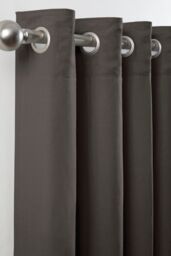 Lazy Linen Pure Washed Linen Lined Eyelet Curtains in Charcoal - Size: 167 cm width x 183 cm drop - thumbnail 4
