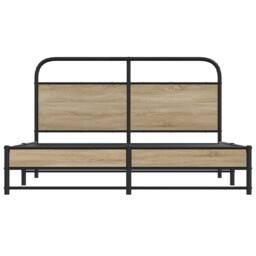 Berkfield Home Metal Bed Frame without Mattress Smoked Oak 160x200 cm in Brown - thumbnail 5