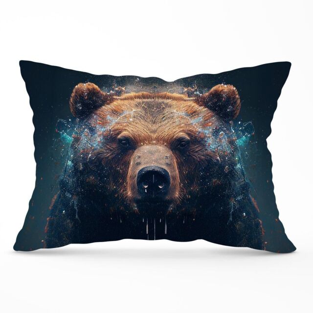 Warren Reed - Designer Brown Bear Face Splashart Cushions - Size: 60 cm x 60 cm - image 1
