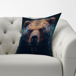 Warren Reed - Designer Brown Bear Face Splashart Cushions - Size: 60 cm x 60 cm - thumbnail 2