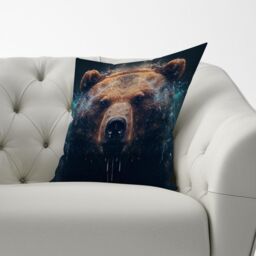 Warren Reed - Designer Brown Bear Face Splashart Cushions - Size: 60 cm x 60 cm - thumbnail 3