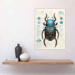 Artery8 Wall Art Print Beetle Robot Hybrid Secret Military Schematic Blue Futuristic Complex Arcane Manuscript Gift For Him Man Cave Poster - thumbnail 4