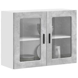 Berkfield Home Kitchen Wall Cabinet with Glass Door Porto Concrete Grey - thumbnail 4