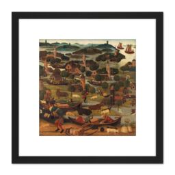 Artery8 The Saint Elizabeths Day Flood Painting 8X8 Inch Square Wooden Framed Wall Art Print Picture with Mount in Black - thumbnail 1