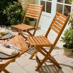 VonHaus Cannes Outdoor Wooden Dining Table & Chairs Set 4 in Brown - thumbnail 7