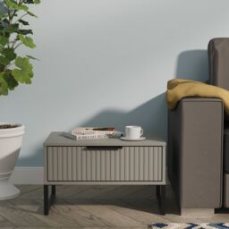 Ready Assembled 2 U Menai 1 Drawer Wide Side Table (Ready Assembled) in Dark Grey