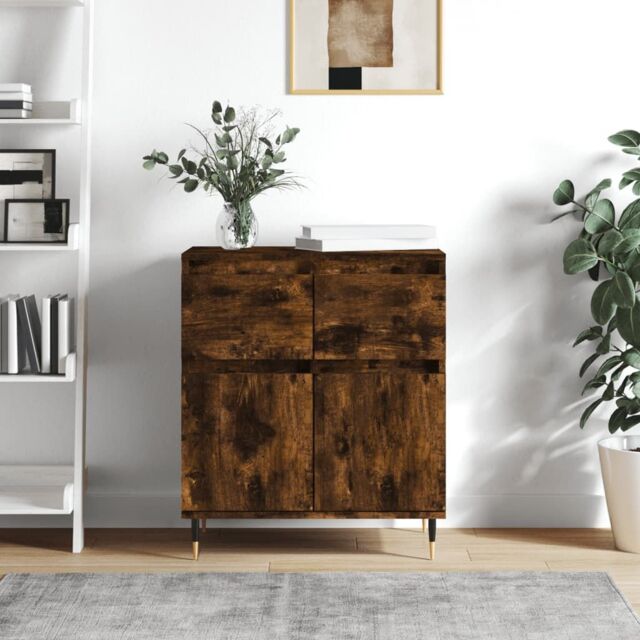 Berkfield Home Sideboard Smoked Oak 60x35x70 cm Engineered Wood in Brown - Size: 60 x 35 x 70 cm - image 1