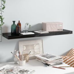 Berkfield Home Floating Wall Shelf High Gloss Black 90x23.5x3.8 cm MDF