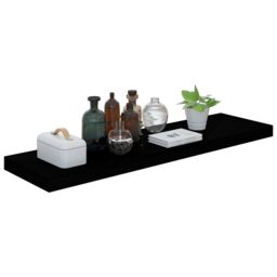 Berkfield Home Floating Wall Shelf High Gloss Black 90x23.5x3.8 cm MDF - thumbnail 3