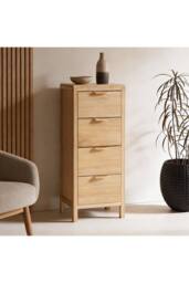 Home Source Freya 4 Drawer Storage Unit Chest Bedroom Office Organiser Wooden in Brown