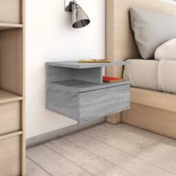 Berkfield Home Floating Nightstand Grey Sonoma 40x31x27 cm Engineered Wood - Size: 40 x 31 x 27 cm - thumbnail 2