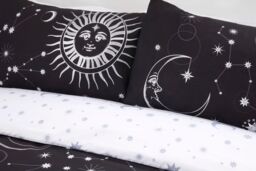 Rapport Home Celestial Stars Polycotton Reversible Duvet Cover Set with Pillowcase in Black - Size: Single - thumbnail 2