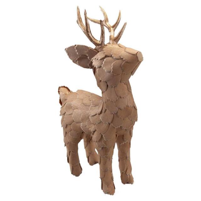 VFM e-Store Christmas Standing Deer Decoration 34cm x 8cm Gold X 1 - Size: 34 cm x 8 cm - image 1