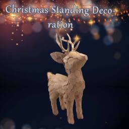 VFM e-Store Christmas Standing Deer Decoration 34cm x 8cm Gold X 1 - Size: 34 cm x 8 cm - thumbnail 3