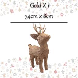 VFM e-Store Christmas Standing Deer Decoration 34cm x 8cm Gold X 1 - Size: 34 cm x 8 cm - thumbnail 2