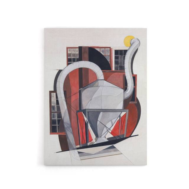 "Artery8 Industrial Machinery Cubist Painting Demuth Canvas Wall Art Print in White - Size: W12"" x H16""" - image 1