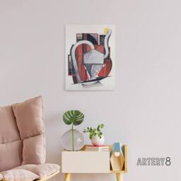 "Artery8 Industrial Machinery Cubist Painting Demuth Canvas Wall Art Print in White - Size: W12"" x H16""" - thumbnail 3