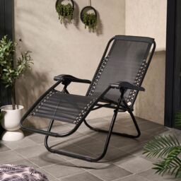 OHS 2 Pack Garden Zero Gravity Patio Sun Chair Set Folding Lounger in Black - thumbnail 3