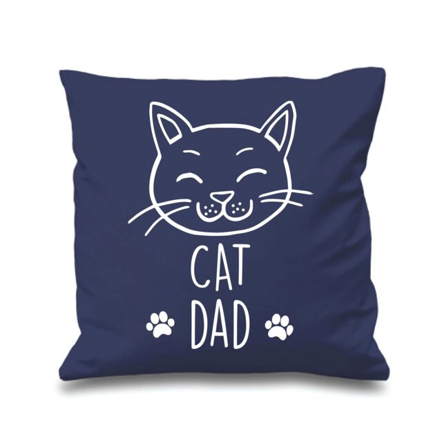 "60 SECOND MAKEOVER Navy Cushion Cover Cat Dad 16"" x 16"" Mum Friend Gift Decorative - Size: 40 cm x 40 cm"