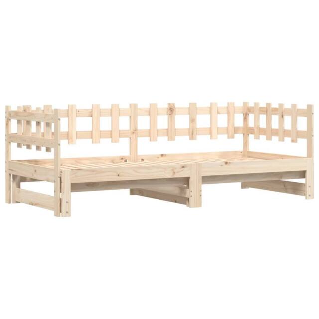 Berkfield Home Pull-out Day Bed 2x(80x200) cm Solid Wood Pine in Natural - image 1
