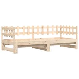 Berkfield Home Pull-out Day Bed 2x(80x200) cm Solid Wood Pine in Natural - thumbnail 1