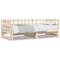 Berkfield Home Pull-out Day Bed 2x(80x200) cm Solid Wood Pine in Natural - thumbnail 3