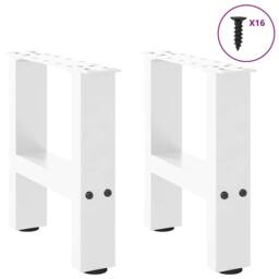 Berkfield Home Coffee Table Legs White 2 pcs 30x(30-31) cm Steel - thumbnail 4