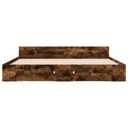 Berkfield Home Bed Frame with Drawers without Mattress Smoked Oak 200x200 cm in Brown - thumbnail 4
