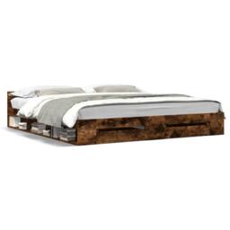 Berkfield Home Bed Frame with Drawers without Mattress Smoked Oak 200x200 cm in Brown - thumbnail 2