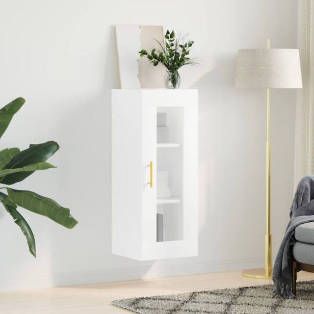 Berkfield Home Wall Mounted Cabinet White 34.5x34x90 cm - image 1