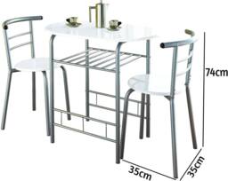 SPOT ON DEALZ White High Gloss Dining Table & 2 Chairs Set, Metal Frame & MDF Top - thumbnail 5