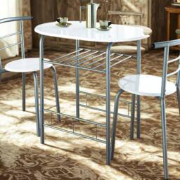SPOT ON DEALZ White High Gloss Dining Table & 2 Chairs Set, Metal Frame & MDF Top - thumbnail 2