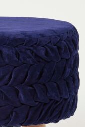 Homescapes Lyla Pleated Velvet Footstool in Blue - thumbnail 4