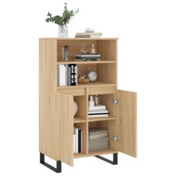 Berkfield Home Highboard Sonoma Oak 60x36x110 cm Engineered Wood in Brown - Size: 60 x 36 x 110 cm - thumbnail 4