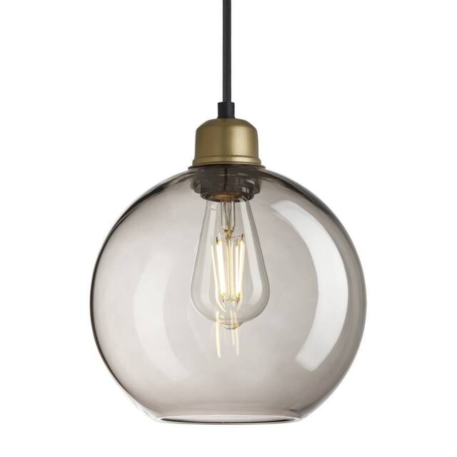 Industville Orlando Smoked Glass Globe Pendant - 9 Inch - Mocha in Metallic Gold - Size: Medium - image 1