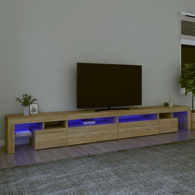 Berkfield Home TV Cabinet with LED Lights Sonoma Oak 290x36.5x40 cm in Brown - image 1