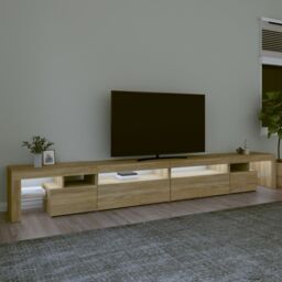Berkfield Home TV Cabinet with LED Lights Sonoma Oak 290x36.5x40 cm in Brown - thumbnail 3