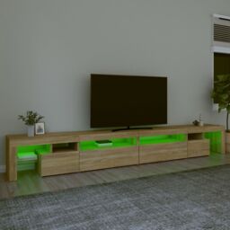Berkfield Home TV Cabinet with LED Lights Sonoma Oak 290x36.5x40 cm in Brown - thumbnail 4