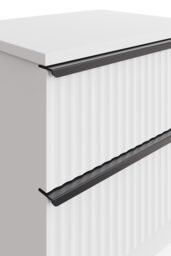 FWStyle Lania Ripple Effect White 2 Drawer Bedside Chest Table (H) 46 (W) 45 (D) 35cm - thumbnail 2