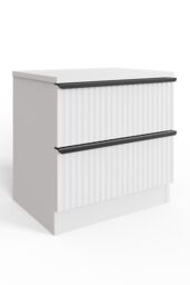 FWStyle Lania Ripple Effect White 2 Drawer Bedside Chest Table (H) 46 (W) 45 (D) 35cm - thumbnail 3