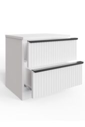 FWStyle Lania Ripple Effect White 2 Drawer Bedside Chest Table (H) 46 (W) 45 (D) 35cm - thumbnail 4