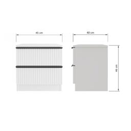FWStyle Lania Ripple Effect White 2 Drawer Bedside Chest Table (H) 46 (W) 45 (D) 35cm - thumbnail 5