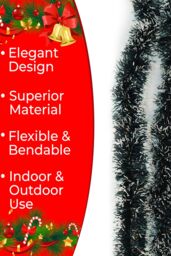 Neel Blue Chunky Christmas Tinsel Garland Shiny Metallic with White Xmas Tree Decor, 2m in Green - thumbnail 3