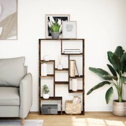 Berkfield Home Bookcase Smoked Oak 72x20x120 cm Engineered Wood in Brown - Size: 72 x 20 x 120 cm - thumbnail 3
