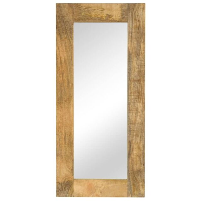 Berkfield Home Mirror Solid Mango Wood 50x110 cm in Brown - image 1
