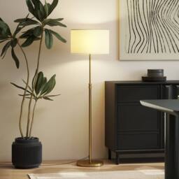 Wyld Haus Mava Adjustable Gold Tone Floor Lamp with Linen Shade Dimmable LED - thumbnail 8