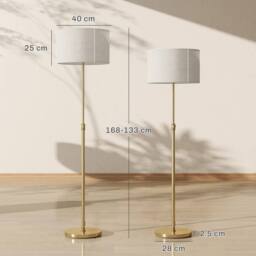 Wyld Haus Mava Adjustable Gold Tone Floor Lamp with Linen Shade Dimmable LED - thumbnail 4